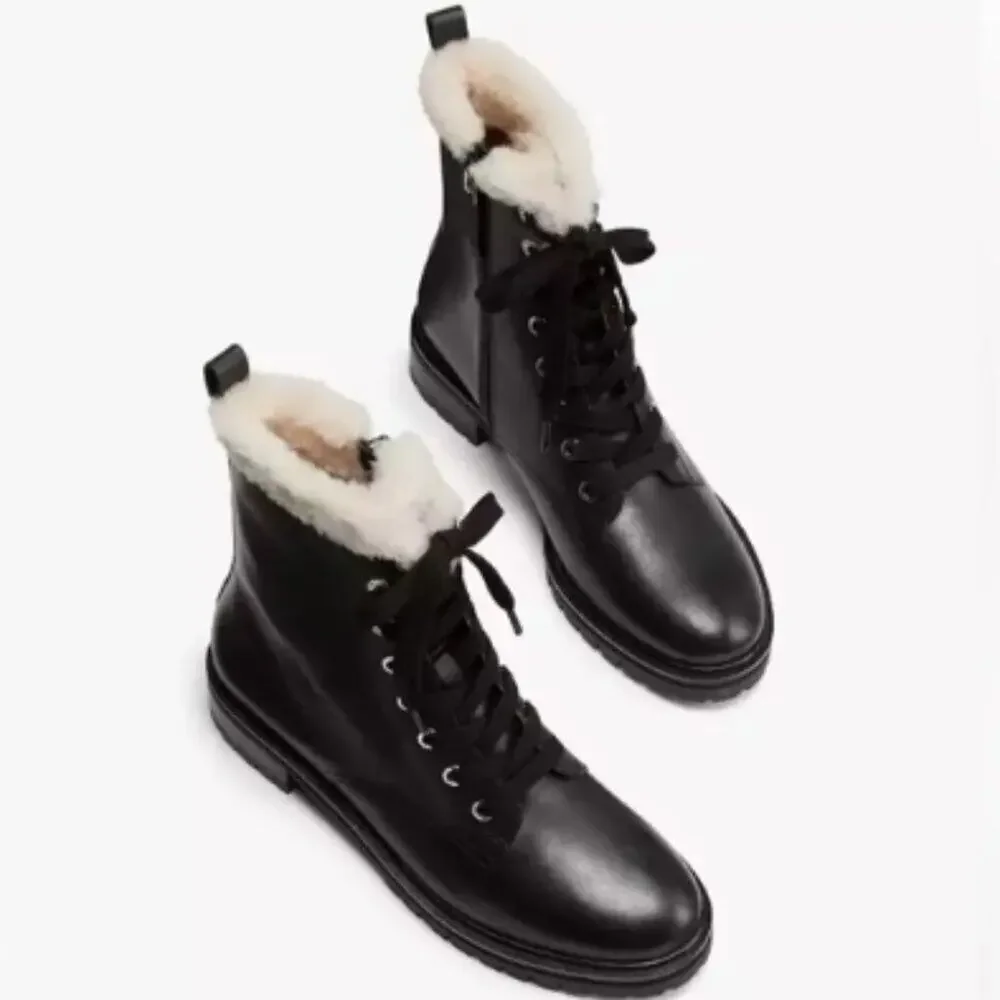 Kate Spade New York Jemma Lugged Sole Ankle Combat & Lace-up Boot Black